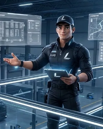 Luis, the operations agent, on a warehouse mezzanine with a dispatch tablet
